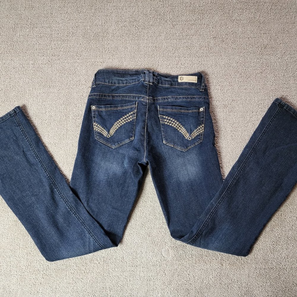 Democracy Women's Revolution Boot Jeans Blue Mid Rise Dark Wash Stretch Size 4 - Picture 3 of 8